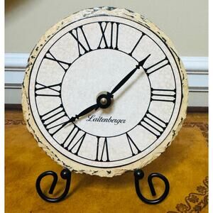 Laitenberger Stone Slate 6" Roman Numeral Battery Operated Round Clock w Stand
